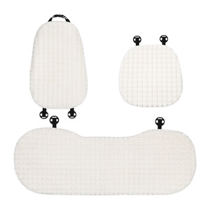 Housses de siège de voiture en fausse fourrure, chaleur hivernale, pièce unique avant, design à carreaux décoratif - Product Image 5