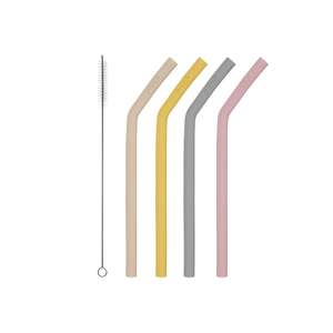 reer <b>drinking</b> <b>straw</b> silicone with cleaning brush set of 4 - Product Image 1