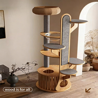 Nouvel Arbre à Chat Multi-niveaux en Bois Écologique, Résistant à l'Usure, avec Griffoir Vertical en Corde de Sisal et Papier Kraft
