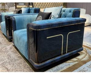 Furnistyle - Juego <span class=keywords><strong>de</strong></span> Sofás Seccionales <span class=keywords><strong>de</strong></span> Cuero con Chapa <span class=keywords><strong>de</strong></span> Ébano para <span class=keywords><strong>Interiores</strong></span> <span class=keywords><strong>de</strong></span> Hoteles y Villas <span class=keywords><strong>de</strong></span> Alta Gama, <span class=keywords><strong>Diseño</strong></span> Moderno y Lujoso para Sala <span class=keywords><strong>de</strong></span> Estar - Product Image 3