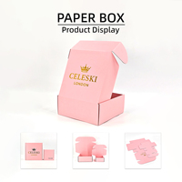 Boîte d'expédition en carton ondulé rose personnalisée avec un couvercle à enroulement pour l'emballage de présentoirs en magasin de détail et la vente en gros de marques cosmétiques