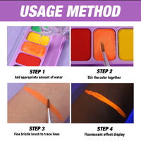 Palette de peinture fluorescente pour le visage, 3 couleurs, poudre néon à séchage rapide, non toxique, fard à paupières imperméable, pour peau foncée/claire