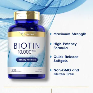 Private Label Vegan Hair Growth Nail Skin Improve Biotin 10000mcg Collagen Softgel Capsules Skin Biotin Capsule