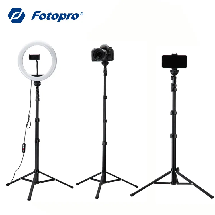 Fotopro 5 Section Hight Adjustable Aluminum Camera Stand Live Streaming Cell phone Tripod