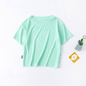 T-shirt à manches courtes pour enfants 2022, impression de logo personnalisée, coton Monel uni, t-shirts pour bébés filles et garçons - Product Image 3