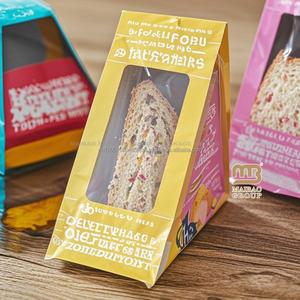 Vente chaude Papier Kraft Blanc Boîte À Lunch Jetable Sandwich Gâteau Conteneur avec Fenêtre Logo Imprimé Triangle Forme - Product Image 4