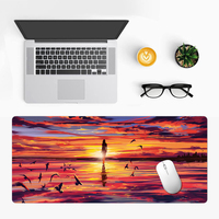 Tapis de souris de jeu grand format en tissu personnalisé avec motif coucher de soleil sur la plage, résistant à l'eau et aux rayures, idéal pour le bureau et la décoration intérieure