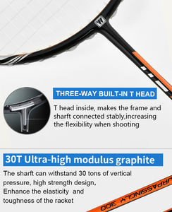 Whiz yüksek modüllü 30T grafit şaft süper yüksek gerilim profesyonel yetişkinler badminton raketi - Product Image 3