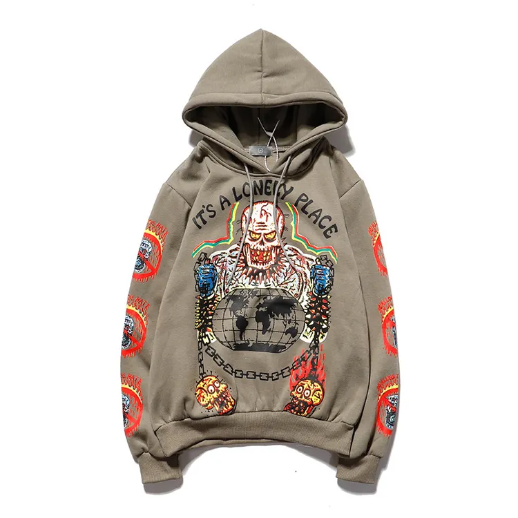 Kanye Style streetwear clothing hip hop skull hip-hop graffiti custom wholesale loose pullover unisex women men hoodies
