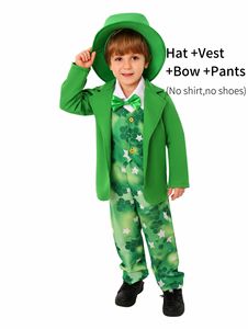 HIPPO ENFANTS St. Patricks Day Tenues pour Garçons Filles Vert Shamrock Costume Ensemble Manches Longues Gentleman Costume - Product Image 3