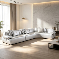 Canapé d'angle personnalisé pour salon, couleur argent métallisé, canapé modulaire courbé italien Villa avec accoudoirs intégrés