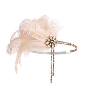 Nouveau femmes Vintage 1920s <span class=keywords><strong>Gatsby</strong></span> fête casque femmes clapet plume bandeau <span class=keywords><strong>cheveux</strong></span> accessoires - Product Image 1