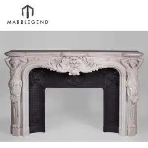Decorative White Carrara Marble <strong>Wall</strong> <strong>Fireplace</strong> Surround - Product Image 1