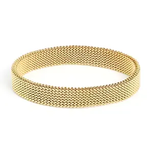 7121 7FLOWER Jewelry High Quality Stainless Steel Mesh Elastic Bracelet Spring Flexible Expansion Men's and Women's Bangles