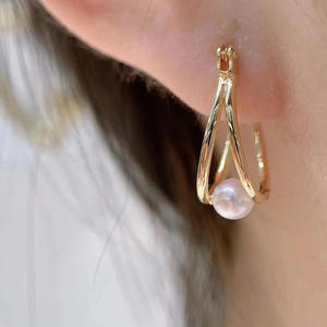 S925 <b>Silver</b> DIY <b>Pearl</b> Accessories Empty Stand for Earnail Simple <b>Silver</b> Jewelry <b>Earrings</b> with 8-11mm Round Beads 2021 Collection - Product Image 3