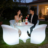 Tabouret de bar lumineux à LED de style moderne mobilier d'extérieur portable en plastique ensemble de canapés tables et bancs incurvés