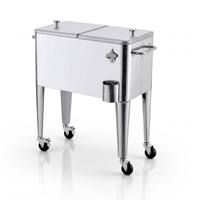 Chariot isotherme portable 60L avec roulettes, glacière métallique pour garder au frais, idéal pour les fêtes