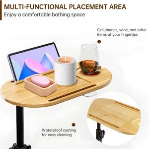 Cross-border Bamboo Movable Bathroom <b>Shelf</b>, Two-Tier Floor Standing Storage <b>Rack</b>, Simple Movable Small Side Table for Living - Product Image 3