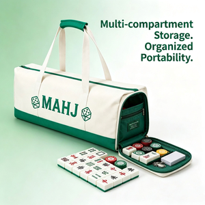 En stock : Ensemble de 3 sacs en toile Mahjong, comprenant une pochette à motif lettres et dés, une trousse de toilette de voyage grande capacité et une pochette de rangement portable - Product Image 6