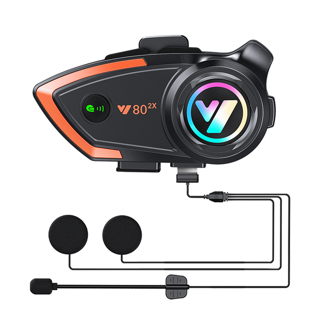 Waterproof Y80-2X for 5.0 Intercom 2-Way All-Round Navigation Headphone with Wake Voice Assistant for Motorcycles