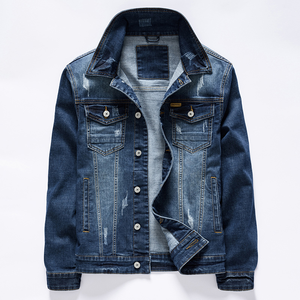 2024 primavera nuova giacca Casual da uomo in cotone Denim <span class=keywords><strong>stile</strong></span> classico <span class=keywords><strong>abbigliamento</strong></span> di marca <span class=keywords><strong>maschile</strong></span> lavato Retro blu Jeans giacca Bomber - Product Image 4