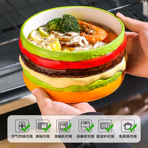 Trendy and visually appealing hamburger/instant noodle bowl, food-grade, high-temperature resistant, dustproof phone holder - Product Image 4