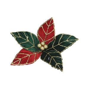 ดอกไม้สีเขียวและสีแดงขนาดเล็กพร้อมกลิตเตอร์สีทอง - Product Image 1