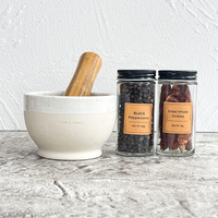 BespritGift Ensemble de mortier et pilon en céramique Kit d'outils de cuisine pour la maison pour les épices et le réchauffement de la maison Ensemble cadeau personnel