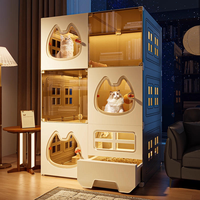 Casa para Gatos Rectangular Tipo Villa, Jaula para Gatos Extra Grande, Espacio Libre, Nido para Gatos de Interior, Inodoro Integrado, Una Habitación