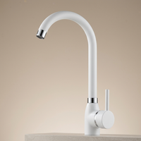 Robinet de lavabo en laiton massif blanc mat de style nordique, mitigeur à bec haut pour lavabo sur comptoir, idéal pour hôtels et appartements