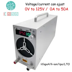 Carregador inteligente de tensão 0v a 125v, 50a, bateria smart íon de lítio lifepo4 lto 12v 24v 48v 60v 72v 84v 96v 120v 10a 20a 25a