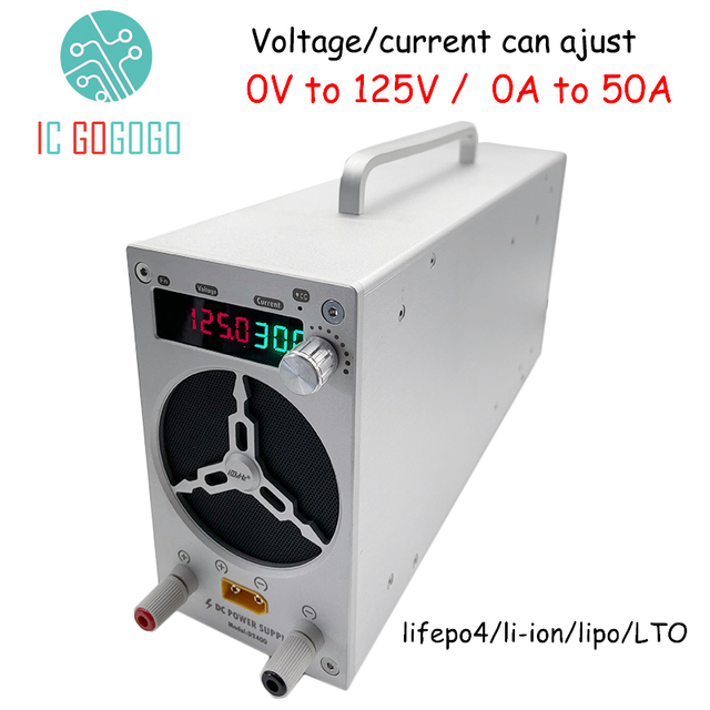 0V to 125V 50A Voltage Current Adjustable Charger Smart Li-ion Lifepo4 LTO Battery 12V 24V 48V 60V 72V 84V 96V 120V 10A 20A 25A