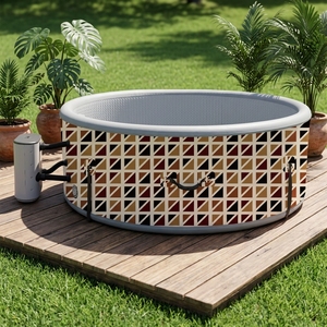 Moderno Spa de Jardín Interior/Baño con Burbujas de Aire, <span class=keywords><strong>Jacuzzi</strong></span> <span class=keywords><strong>Inflable</strong></span> Redondo Ecológico para 2-4 Personas - Product Image 1