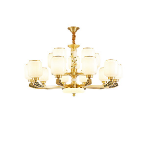 Chinese Style Chandelier Led <b>Light</b> Multi Head Round Copper <b>Ceiling</b> Lamp For Living Room Home Decor - Product Image 3