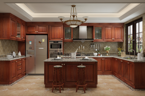 Armoire en bois massif de luxe de style européen et américain, design modulaire moderne, taille personnalisable, utilisation à domicile, au bureau et en cuisine, finition laquée - Product Image 2