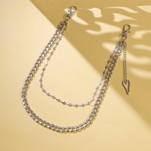 Heart Shape Zinc Alloy Double Layer <b>Waist</b> <b>Chain</b> Unisex Fashionable Retro Punk Hip Hop Daily Wear - Product Image 4