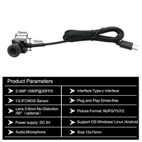 2MP 15*15mm WDR Sürücüsüz 1080P Bozulmasız Lens 1/2.9" Sensör USB-C Arayüzü OTG Sesli Mikro Kamera Servis Terminali için