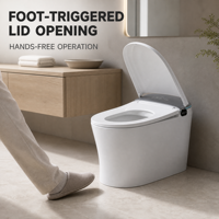 WC intelligent allongé en céramique certifié CE avec siège chauffant, séchage à l'air, drainage S-Trap et P-Trap, télécommande