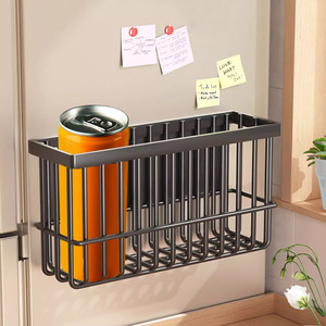 <b>Fridge</b> Organizer Magnetic Storage Rack Rectangle 1 Layer Hanging Multi-functional No Drill Installation-Free - Product Image 3