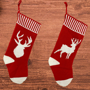 2025 nouveau bas de noël avec motif de renne fil tricoté rouge et blanc pour sac cadeau vente en gros usine <span class=keywords><strong>directe</strong></span> - Product Image 1