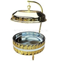 Plat à chafing doré grand format Yuqi à alcool - Réchaud de buffet en acier inoxydable 20L avec contrôle de température 85-100°C pour mariages et hôtels
