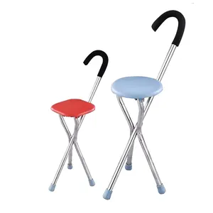 원래 공장 제조업체 접는 강철 삼각대 지팡이 하이킹 의자 플라스틱 시트 지팡이와 휴대용 워킹 스틱