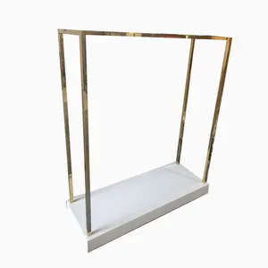 Supermarket gold clothing store racks gold garment industrial pipe clothing display racks