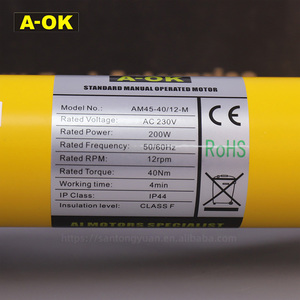 Moteur tubulaire AC à commande manuelle A-OK AM45 pour stores enrouleurs extérieurs et volets motorisés - Product Image 2