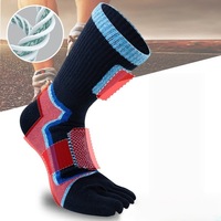 Chaussettes de sport pour hommes, cinq orteils, grande taille, séparant les orteils, en coton, anti-transpiration, pour l'extérieur, la randonnée et la course à pied