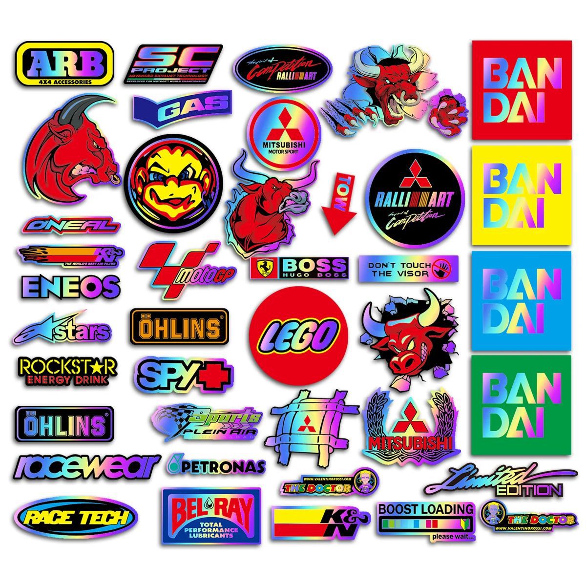 40 pegatinas de patrocinadores estilo colorido d