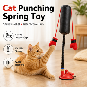 <b>Cat</b> Punching Spring Toy Interactive <b>Plush</b> Boxing Bag Suction Cup Rebound Pet Training Toy for Indoor Play - Product Image 1