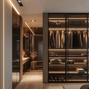 BALOM High End Glass Door Modern Bedroom Closet Aluminum Frame Soft Close Custom Color Size OEM Wholesale - Product Image 3