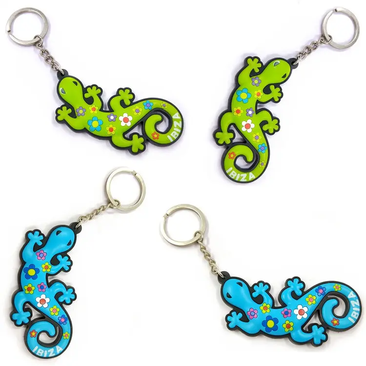 3D Custom Personalized Gecko plastic Key chain rings Rubber PVC Animal Key holder