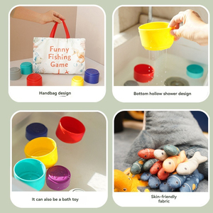 Giocattoli Montessori in tessuto <span class=keywords><strong>gioco</strong></span> di pesca per bambini <span class=keywords><strong>con</strong></span> tazze impilabili numero conteggio colori di smistamento forma di apprendimento giocattoli - Product Image 4